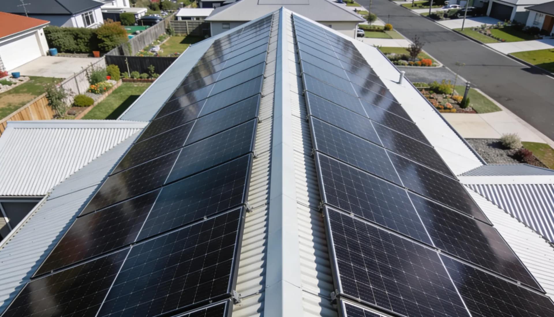 Solar panels on a New Zealand home roof — how grid-connected solar power works.