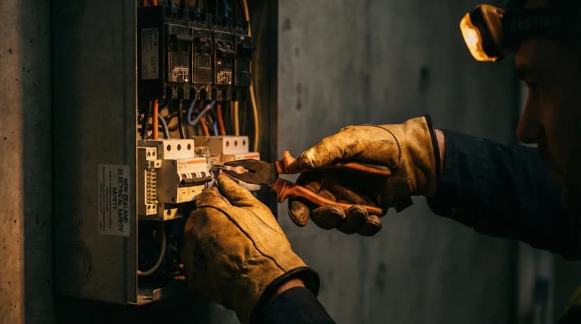 Licensed electrician at work — when to call a professional vs safe DIY.
